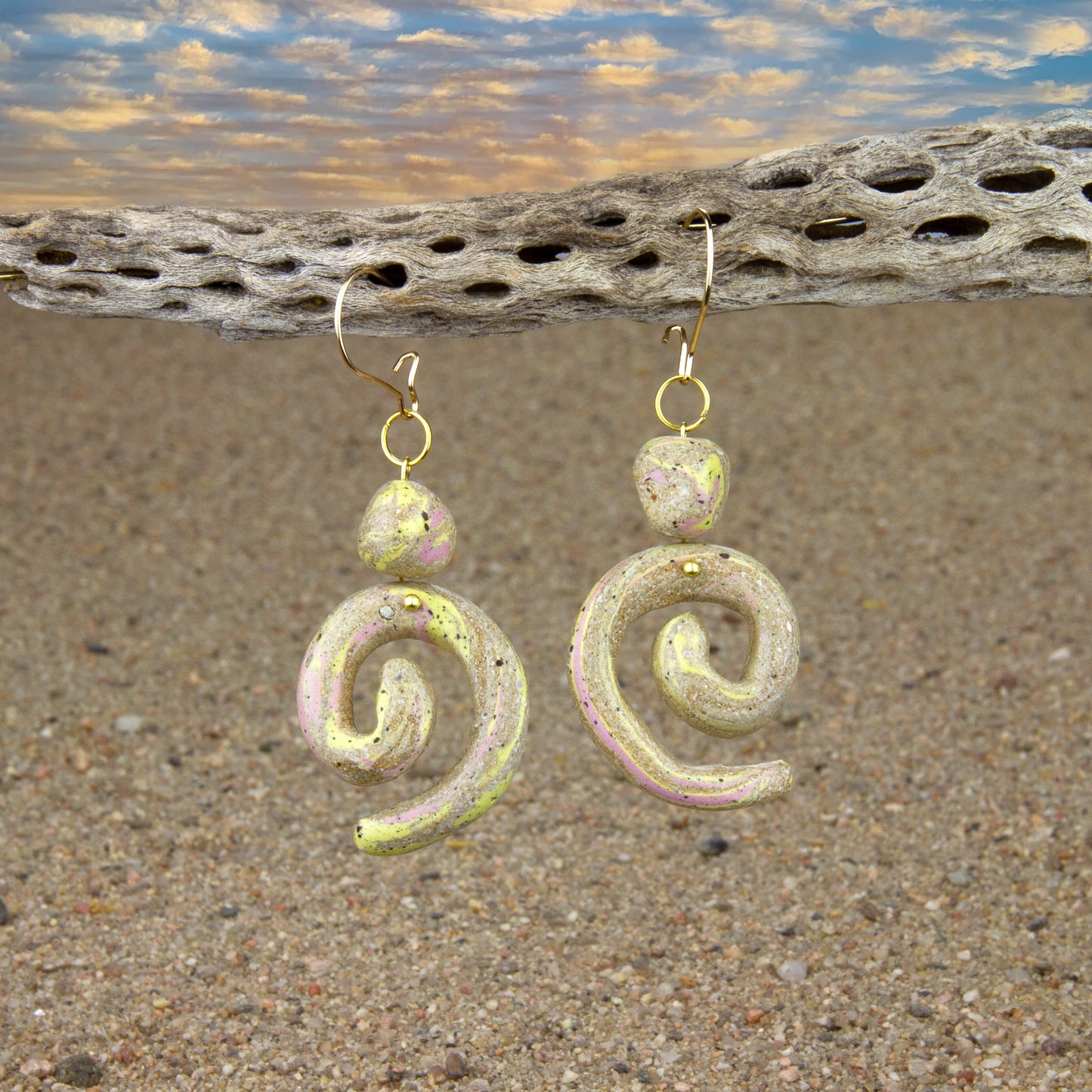 Tumbled Sunrise Earrings - Spiral