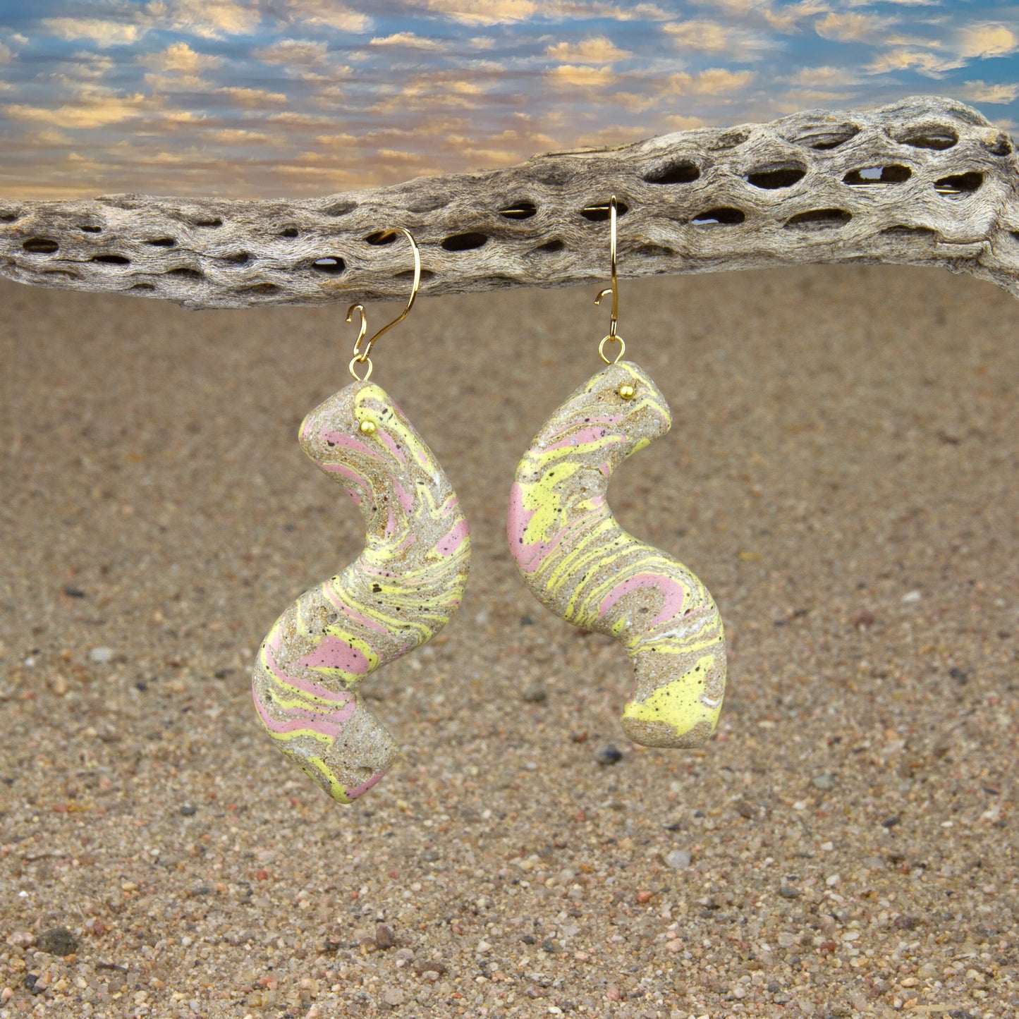 Tumbled Sunrise Earrings - Striated Wave